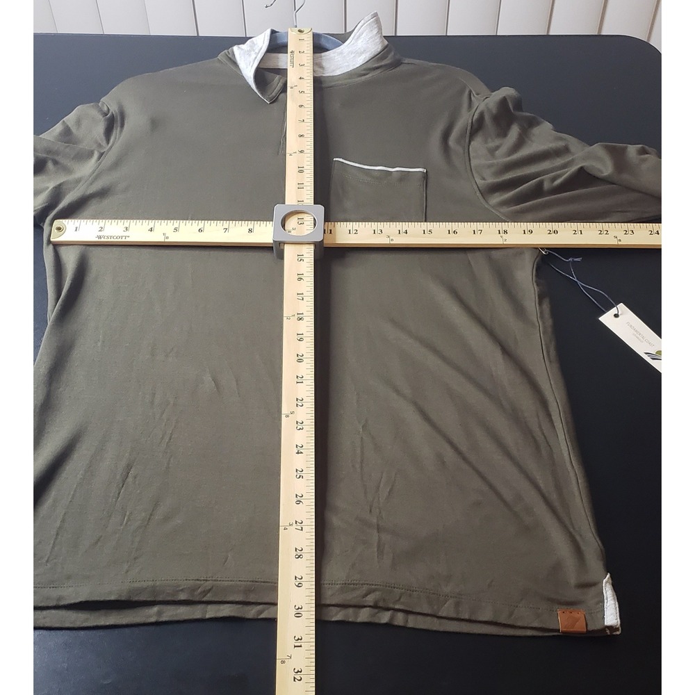 Fundamental Coast Newport Polo Mens M Military Green Long Sleeve Casual Preppy - Picture 10 of 12